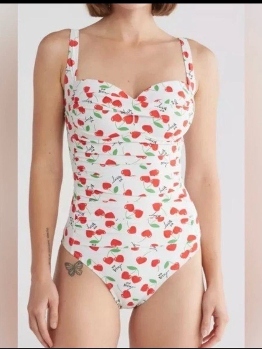 Betsey Johnson White Cherry Print Swimsuit